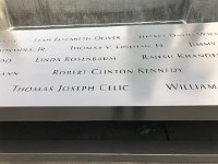 IMG 1596  We took the National September 11 Memorial site tour. The name of those subtracted from life on 9/11 are engraved on the sides of the pools.