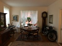 IMG 1182  indeed, as was rumored, there is a motorcycle (and the grandfather&#39;s grandfather clock from Clarens) in the parlor!