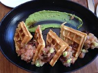 IMG 4185  Greg&#39;s lunch choice: fried chicken and waffles