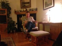 IMG 4205  Philippe in his patriarch chair (looks like Christine remembers his dad!)