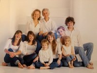 IMG 1306  Hannah and Pierre with their five children (Julien, Stephanie on the right, then Jessica, Hélèna and Clara, but I can’t match the latter three names with the people in the photo) and two grandchildren by Stephanie.