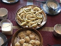 IMG 7010  Breakfast of steamed and fried dumplings again served in our private dinner room