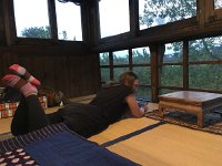 IMG 7109  Back at the Pig&#39;s Inn, Nikki testing out one of the meditation rooms