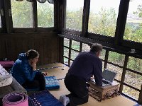 IMG 7141  Setting up to watch a movie in the cedar lined yoga room