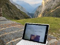 IMG 9947  our trusty iPad relying on a weak signal to get out the posts