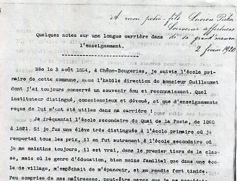 Memoires of Louisa Tissot Picker in 1919 (in 17 pages)