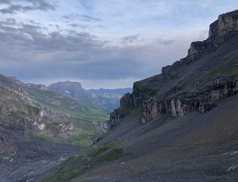 7 August Gspaltenhornhutte to Montreux (fondue on balcony)