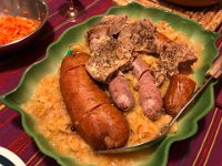 And the feast: Schwein und sauerkraut!