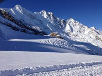 Fresh snow and crevasses