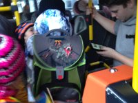 Roaring T.Rex - typical little boy backpack seen on Saas-Fee bus!