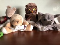 Puppets await a phone call with Val