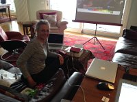 Testing out our new TV subscription using the projector