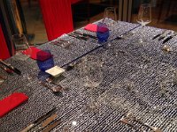 Sparkly place settings and glasses