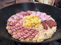 Sauerkraut, potatoes and assorted pig parts