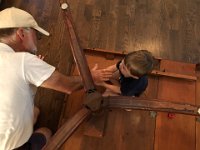Liam was a big help (seriously) repairing the dining room table