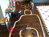 While Val rode the bus to school, I worked with Liam at home