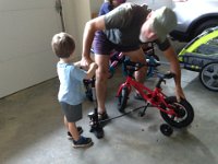 later we did some indoor biking. First you have to pump up the tires