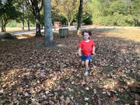 After "strolling" we did some running through the leaves followed by jumping over a jump rope.