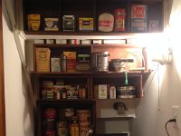 Curated display of Americana in temporary display beneath the stairs