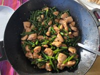 a chicken-green bean (garden fresh) stir fry