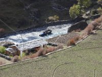 The tractor is moving about, on an errand?