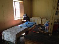 Brigitte tries to decipher this strange book in the very dusty and cold dining hall of the monastery