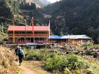 Approaching the end of the flat and the start of the up, a brand spanking new lodge