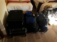 Suitcases for Kathmandu, duffles for the trek with our backpacks
