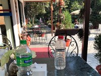 After breakfast we waited patiently for our ride. Brigitte sipped on black tea