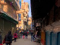 The fluttering ornaments over the street, which is surprisingly clean