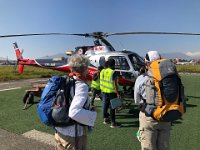 Finally, it arrives and we are rushed to the landing pad!