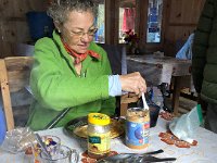 Christine was ready to try a breakfast of Tibetan (fried) bread with honey and peanut butter