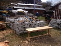 Building materials, in the background someone was playing a drum