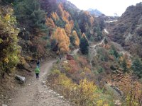 Getting closer to Lho Gaon, Christine not feeling well. Someone takes her pack