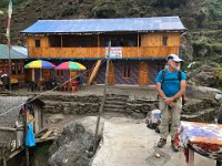The lodge where we stay has a giant boulder in front of it which serves as a terrace