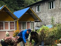 Putting straps around the bags