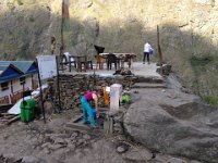 The local water point is right next to the trail (note trash receptacle)