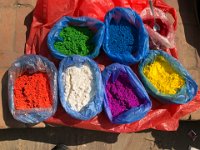 It is 25th Oct, two days before Diwali, the 2nd most celebrated hindu festival in Nepal after Dashain (Dussehra).  In addition vermillion, there are a lot of people selling and buying other colors of Kumkuma to apply to their foreheads