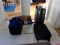 Brigitte's gear now incorporated in the luggage, all within the Oman Air baggage regs