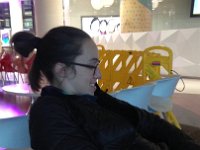 Bri a bit cold during the layover in the Muscat airport