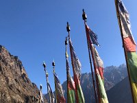 Flags at the foot of the trail