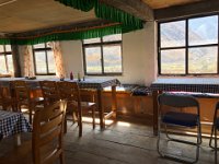 Dining hall is bright but not warm