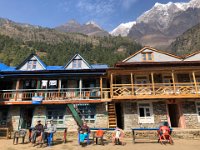 A big lodge, with the new building on the right which the proprietors were eager to sell. We opted for the rooms up one story and above Bri