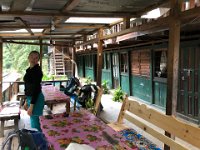 The outside terrace above the trail