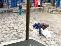 Early morning routine in Samagaon courtyard