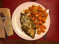 Dinner: stuffed eggplants with squash