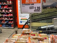 Just in time! We're out of cheese and Christine finds some on sale.