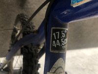 Data on the bike: it should fit him fine, as it does me.