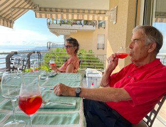 28 July Susan and Fredy on Balcony