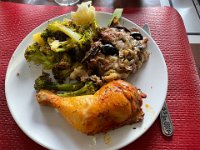 Chicken Broccoli and left over Eggplant Dinner Feb 13